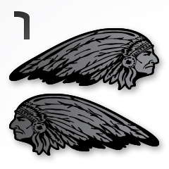 INDIAN HEAD TANK DECALS  SILVER